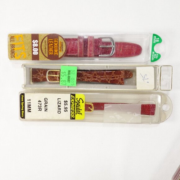 Mixed Lot Of 5 Vintage Metal & Genuine Leather Replacement Watchbands NOS - Picture 6 of 7